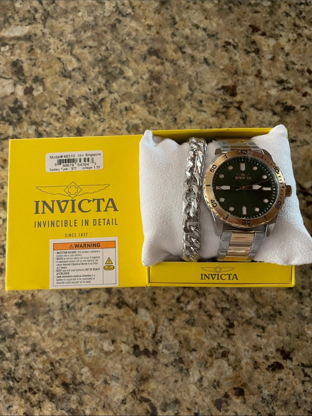 Invicta Specialty Men’s Two-Tone Silver and Gold Bracelet Watch with Green Dial